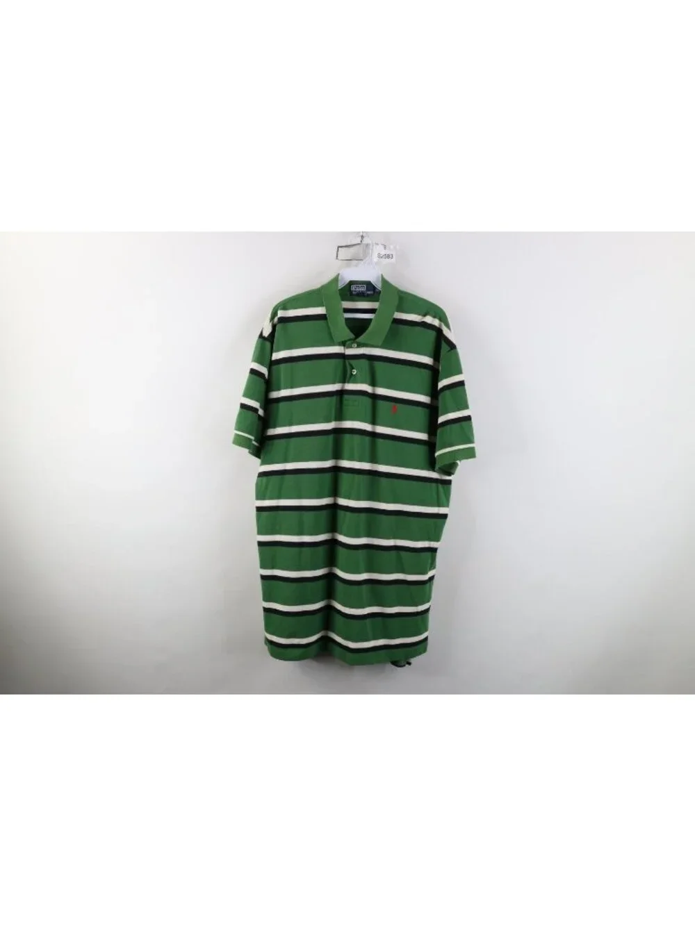 Vintage 90s Ralph Lauren Mens XL Faded Striped Collared Golf Polo Shirt Green